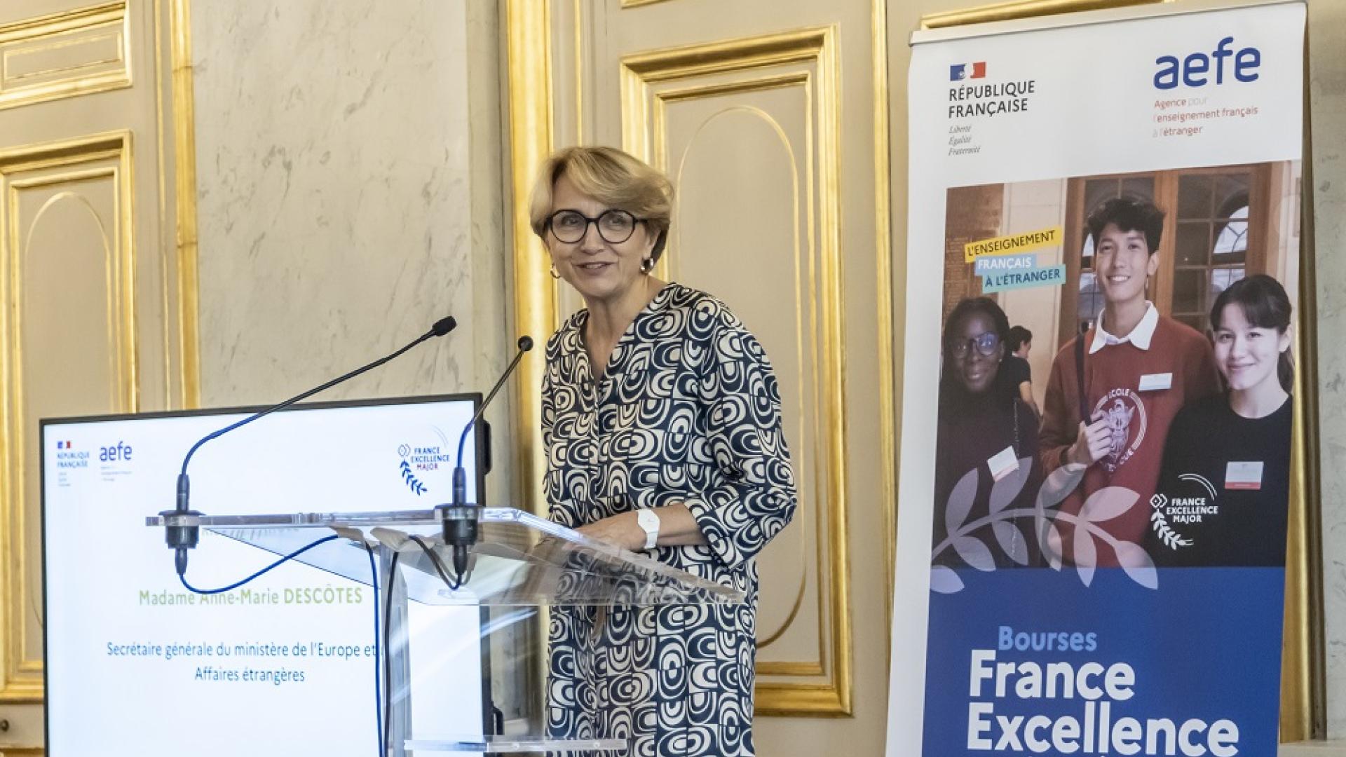 Discours d'ouverture d'Anne-Marie Descôtes, secrétaire générale du MEAE - Crédit : Sabrina Budon