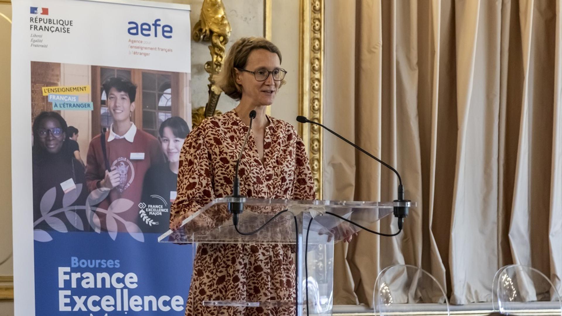 Discours d'ouverture de Vassiliki Driancourt, directrice générale adjointe de l'AEFE - Crédit : Sabrina Budon