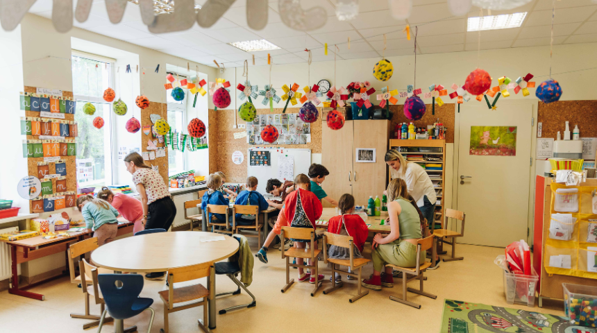 Photographie d'une classe de maternelle