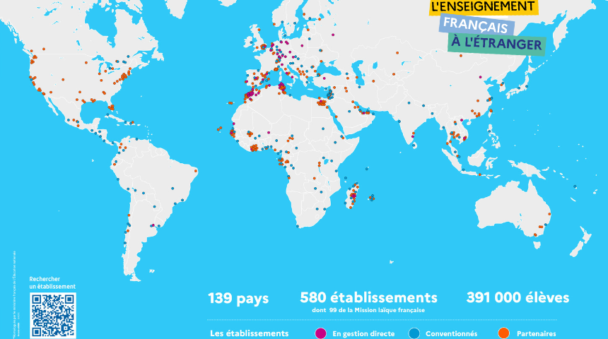 Carte du réseau d'enseignement français à l'étranger